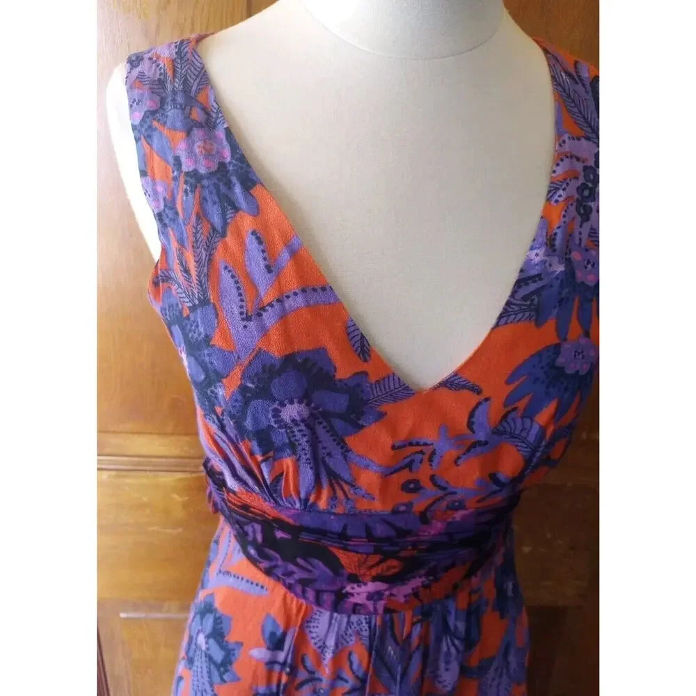 Anthropologie Maeve Maxi Dress size 2 Macie‎ Floral Red Purple Sleeveless Lined - Picture 3 of 6